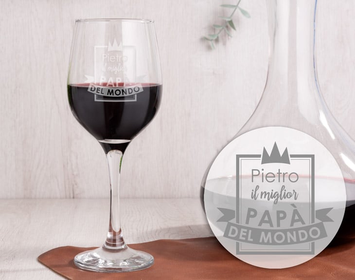 Calice Da Vino Personalizzato Per Papà 500 Ml | Incisione 'Il Miglior Papà Del Mondo' | Idea Regalo Festa Del Papà