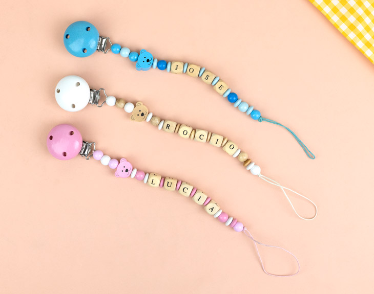 Porte-Tétine Personnalisé Avec Nom Brodé - Clip Pour Sucette Bébé - Cadeau Naissance Pratique