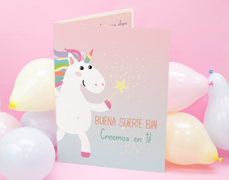 Biglietto D'Auguri Per Bambini Con Unicorno - Second Ave - Cartolina Premium 350g/m² Con Busta - Ideale Per Compleanno E Natale